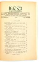 1959 Igaz Szó. Szépirodalmi Folyóirat. VII. évf. 10. sz. 1959. okt. Szerk.: Hajdu Győző. Papírkötésb...