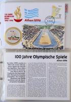 1996. "Az olimpiai játékok 100 éve, 1896-1996" érmés boríték szett (26xklf) számozott tanú...