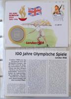 1996. "Az olimpiai játékok 100 éve, 1896-1996" érmés boríték szett (26xklf) számozott tanú...