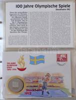 1996. "Az olimpiai játékok 100 éve, 1896-1996" érmés boríték szett (26xklf) számozott tanú...