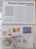 1996. "Az olimpiai játékok 100 éve, 1896-1996" érmés boríték szett (26xklf) számozott tanú...