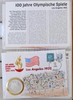 1996. "Az olimpiai játékok 100 éve, 1896-1996" érmés boríték szett (26xklf) számozott tanú...