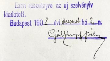 Budapest 1877. "Lótenyésztés Emelésére Alakult Részvénytársaság Budapesten" névre szóló ré...