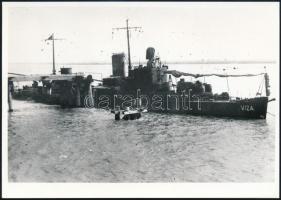 1919 A Dunai Flottila Viza őrnaszádja, az 1980-as években eredeti negatívról előhívott fotó, 13×18 cm