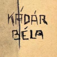 Kádár jelzéssel: Kendős hölgy. Lavírozott tus, papír, üvegezett fa keretben, 29x20,5 cm