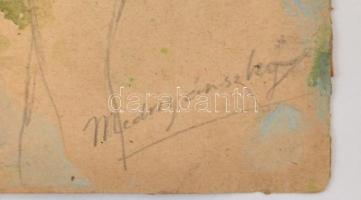 Mednyánszky jelzéssel: Tanulmányok. Ceruza, akvarell, papír, lap jobb alsó sarkában törésnyomokkal, ...