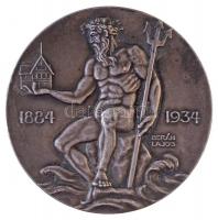 Berán Lajos (1882-1943) 1934. A Neptun Budapesti Evezős Egylet - 50 év emlékére ezüstözött Br emlékérem, peremén BERÁN N. BPEST gyártói jelzéssel (60mm) T:1-,2 ph. HPII 248.