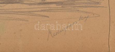 Mednyánszky jelzéssel: Fekvő férfi. Ceruza, papír, sérült, 27x37,5 cm