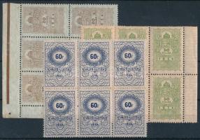 53 db használatlan illetékbélyeg összefüggésekben, 3 db stecklapon