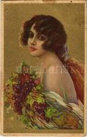 1922 Lady. Italian gold art postcard. Anna & Gasparini 126-2. unsigned Corbella (?) (fl)