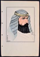 Faragó jelzéssel: Keleti férfi. Tus, akvarell, ceruza, papír, 27x21 cm