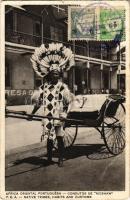 1934 Africa Oriental Portuguesa, Condutor de Ricshaw / African Portuguese folklore, rickshaw. P.E.A. Native Tribes, Habits and Customs. TCV card (EK)