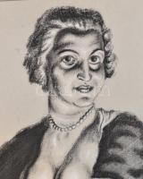 Batthyány jelzéssel: Kacér hölgy. Vegyes technika, papír, lap szélén kisebb szakadásokkal, 30,5x19 c...