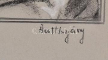 Batthyány jelzéssel: Kacér hölgy. Vegyes technika, papír, lap szélén kisebb szakadásokkal, 30,5x19 c...