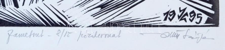  Gáspár (erdélyi művész): Fitódi alkonyat.  Fametszet, papír. Jelzett. 32x24 cm