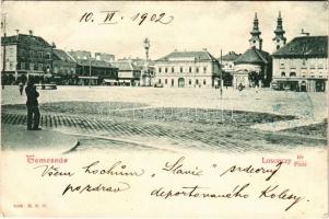 1902 Temesvár, Timisoara; Losonczy tér, Szentháromság szobor / square, Trinity statue