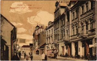 1918 Eszék, Osijek, Esseg; utca, lóvasút / Kapucinska ulica / Kapuzinergasse / street, horse-drawn tram (EK)