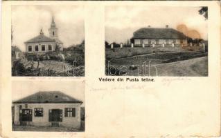 1918 Pusztacelina, Pusta Teline (Hégen, Comuna Bradeni); templom, iskola, üzlet, majorháza / church, school, shop, manor villa (EK)
