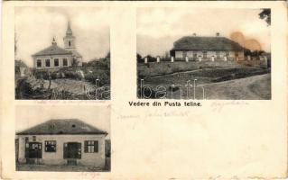 1918 Pusztacelina, Pusta Teline (Hégen, Comuna Bradeni); templom, iskola, üzlet, majorháza / church, school, shop, manor villa  (EK)