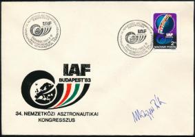 Magyari Béla (1949-2018) űrhajós aláírása IAF borítékon / Autogprah signature of Hungarian astronaut