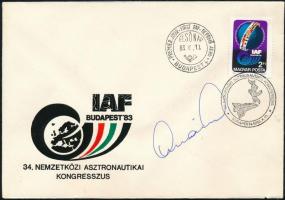 1983 Dumitru Prunariu űrhajós aláírása IAF borítékon / Autogprah signature of Romanian astronaut