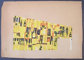 Gyarmathy jelzéssel: Absztrakt kompozíció. Akvarell, papír, szakadt papír paszpartuban, ca. 25x43,5 cm