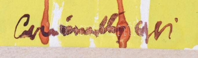 Gyarmathy jelzéssel: Absztrakt kompozíció. Akvarell, papír,  szakadt papír paszpartuban, ca. 25x43,5...