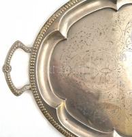 Füles fém tálca, enyhén kopott, koszos 31x49 cm