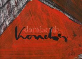 Kondor jelzéssel: Űrhajós. Vegyes technika, farost, megvetemedett, szélén lyukakkal, 55x51 cm