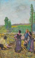 Iványi jelzéssel: Égre nézők. Akvarell, karton, paszpartuban, sérült fa keretben, 43,5x28 cm