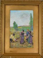 Iványi jelzéssel: Égre nézők. Akvarell, karton, paszpartuban, sérült fa keretben, 43,5x28 cm