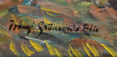 Iványi jelzéssel: Égre nézők. Akvarell, karton, paszpartuban, sérült fa keretben, 43,5x28 cm