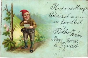 1900 Dwarf with letter. Edgar Schmidt S. 231. E.B. & C.i.B. litho (vágott / cut)