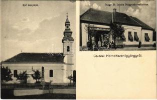 Homokszentgyörgy, Homok Szt. György; Református templom, Nagy D. István vegyeskereskedése