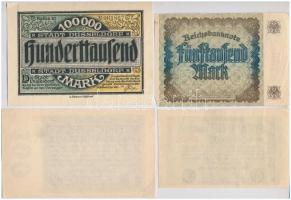 Németország / Weimar Köztársaság 1922-1923. 6db-os inflációs bankjegy tétel 5000-100.000.000M-es név...