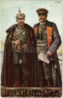 1915 Deutschlands Stolz! / Wilhelm II and Paul von Hindenburg, German military. Wohlfahrts-Karte der Rotes Kreuz s: Art. Fischer (Rb)