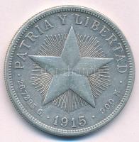 Kuba 1915. 1P Ag T:2- ph. Cuba 1915. 1 Peso Ag C:VF edge error Krause KM#15.2