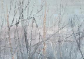 Nemes Béla (1912-1972): Téli táj. Olaj, karton, jelzés nélkül, hátoldalán a művész lánya eredetiség ...