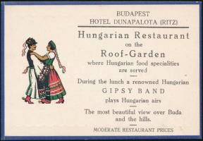 cca 1930 Ritz Dunapalota étterem reklám kártya