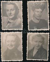 Ismert szovjet nők, 4 db fotó, 7×5 cm