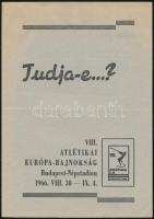 1966 A Népstadionban rendezett VIII. Atlétikai Európa-bajnokság szórólapja