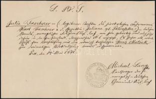 1870-1871 4 db egyházi irat, egyik 2×25 Kr okmánybélyeggel