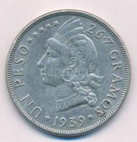 Dominikai Köztársaság 1939. 1P Ag T:2,2- Dominican Republic 1939. 1 Peso Ag C:XF,VF Krause KM#22