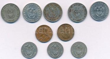 Panama 1974-1982. 1c Br (2xklf) + 1932. 5c Cu-Ni + 1962-1983. 5c Cu-Ni (4xklf) + 1973-1982. 1/10B Cu...