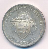 1938. 5P Ag "Szent István" T:1- 
Adamo P8.1