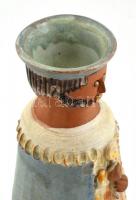 Kiss Roóz Ilona (1920-2010): Figurális gyertyatartó, festett mázas kerámia, jelzett, apró kopásokkal...