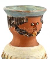 Kiss Roóz Ilona (1920-2010): Figurális gyertyatartó, festett mázas kerámia, jelzett, apró kopásokkal...