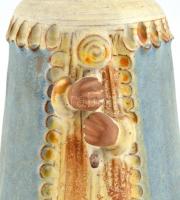 Kiss Roóz Ilona (1920-2010): Figurális gyertyatartó, festett mázas kerámia, jelzett, apró kopásokkal...