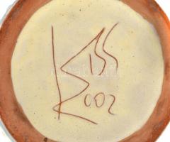 Kiss Roóz Ilona (1920-2010): Figurális gyertyatartó, festett mázas kerámia, jelzett, apró kopásokkal...