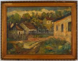 Pirk jelzéssel: Utca részlet. Olaj, vászon, kissé sérült keretben, 36×48 cm